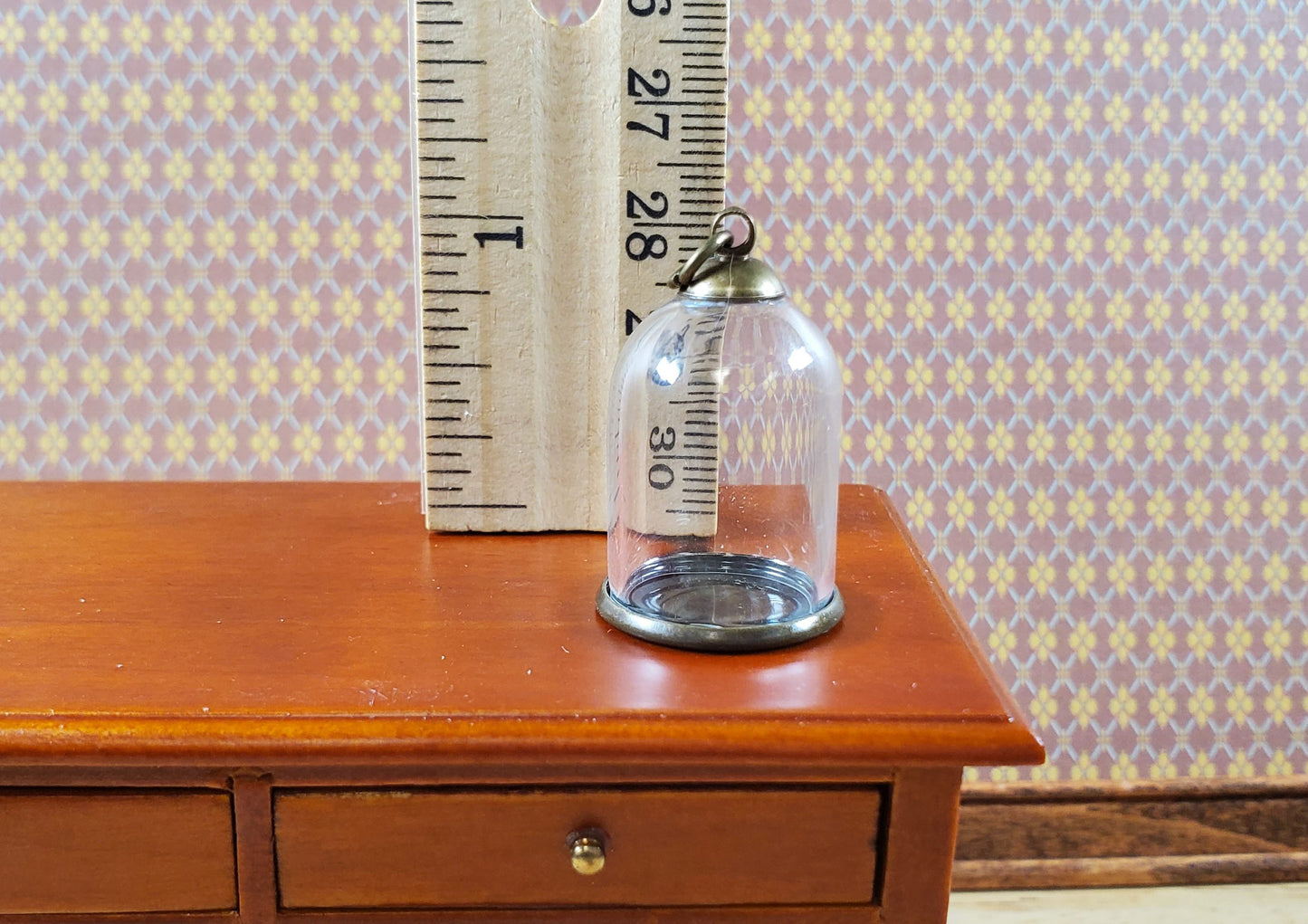Tiny Bell Jar Dome Glass Cover on Base Display Miniature Curiosities 1" tall