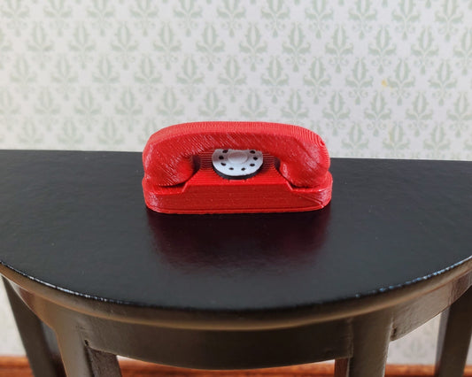Dollhouse Princess Telephone Dial Phone Modern 1950s Red 1:12 Scale Miniature