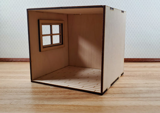 Half Scale Room Box DIY Kit Small Diorama with Window Wood Floor 1:24 Miniature