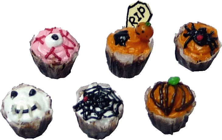 Dollhouse Halloween Cupcakes Set of 6 1:12 Scale Miniature Food