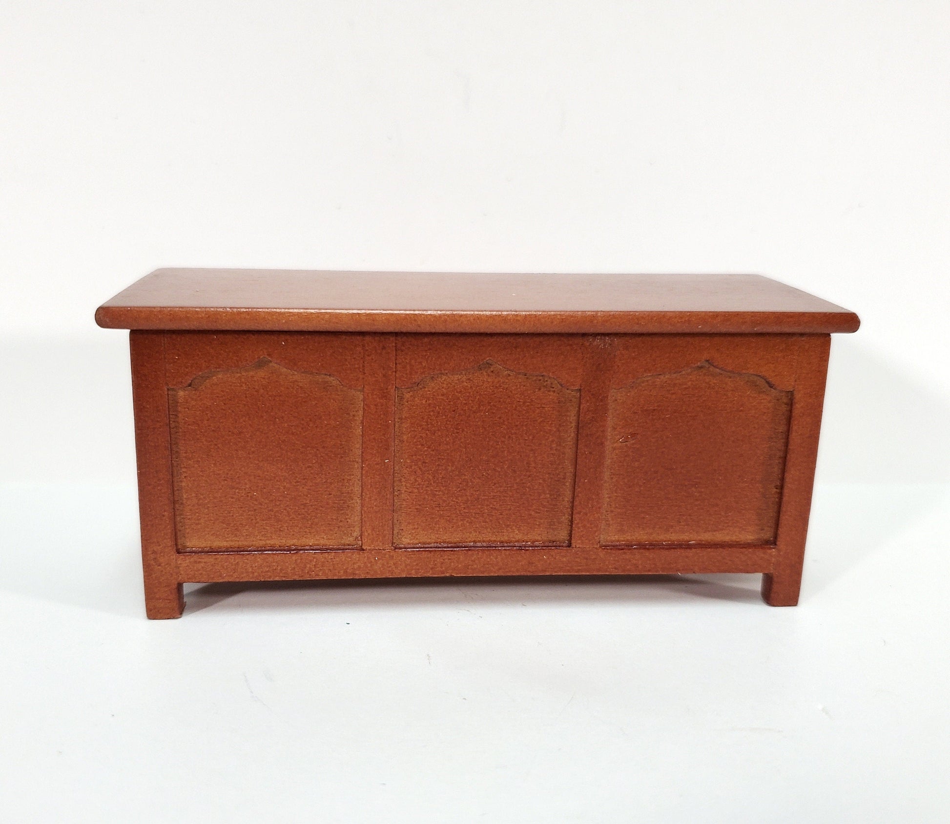 Dollhouse Chest Blanket Trunk 1:12 Scale Miniature Furniture Walnut Finish