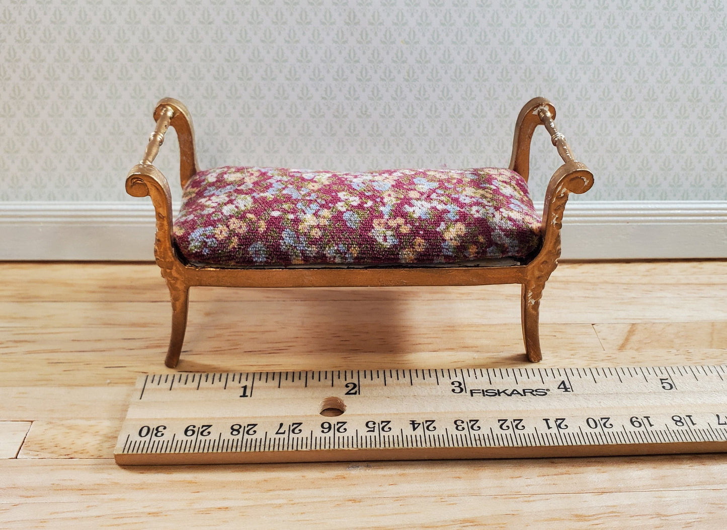 Dollhouse Settee Bench Upscaled Estate Piece 1:12 Scale Miniature Furniture