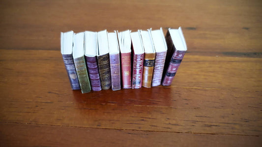Dollhouse Miniature Book Set x10 Antique Style Set #1 1:12 Scale (blank inside)