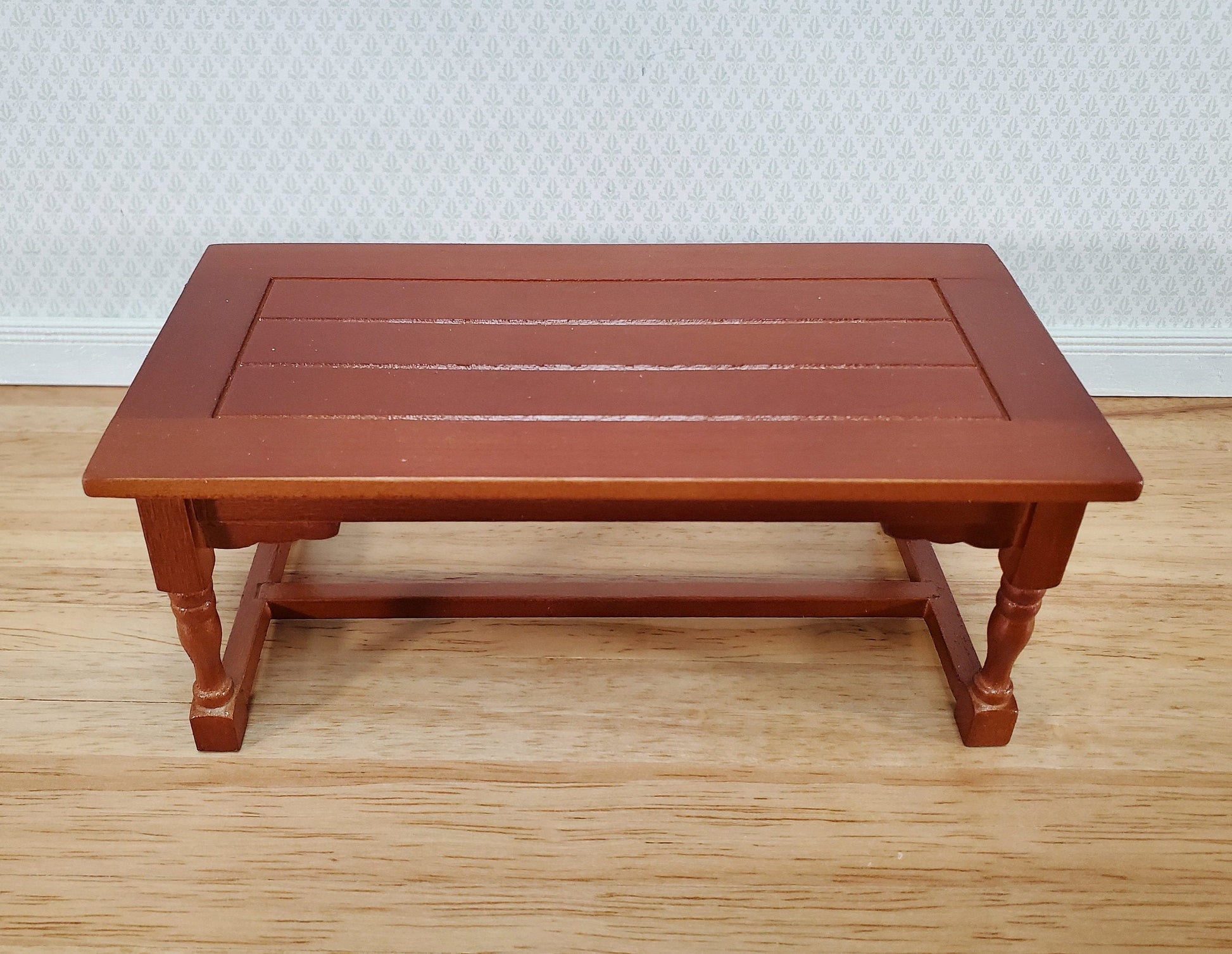 Dollhouse Kitchen or Prep Table Large Wood Medium Finish 1:12 Scale Miniature Furniture