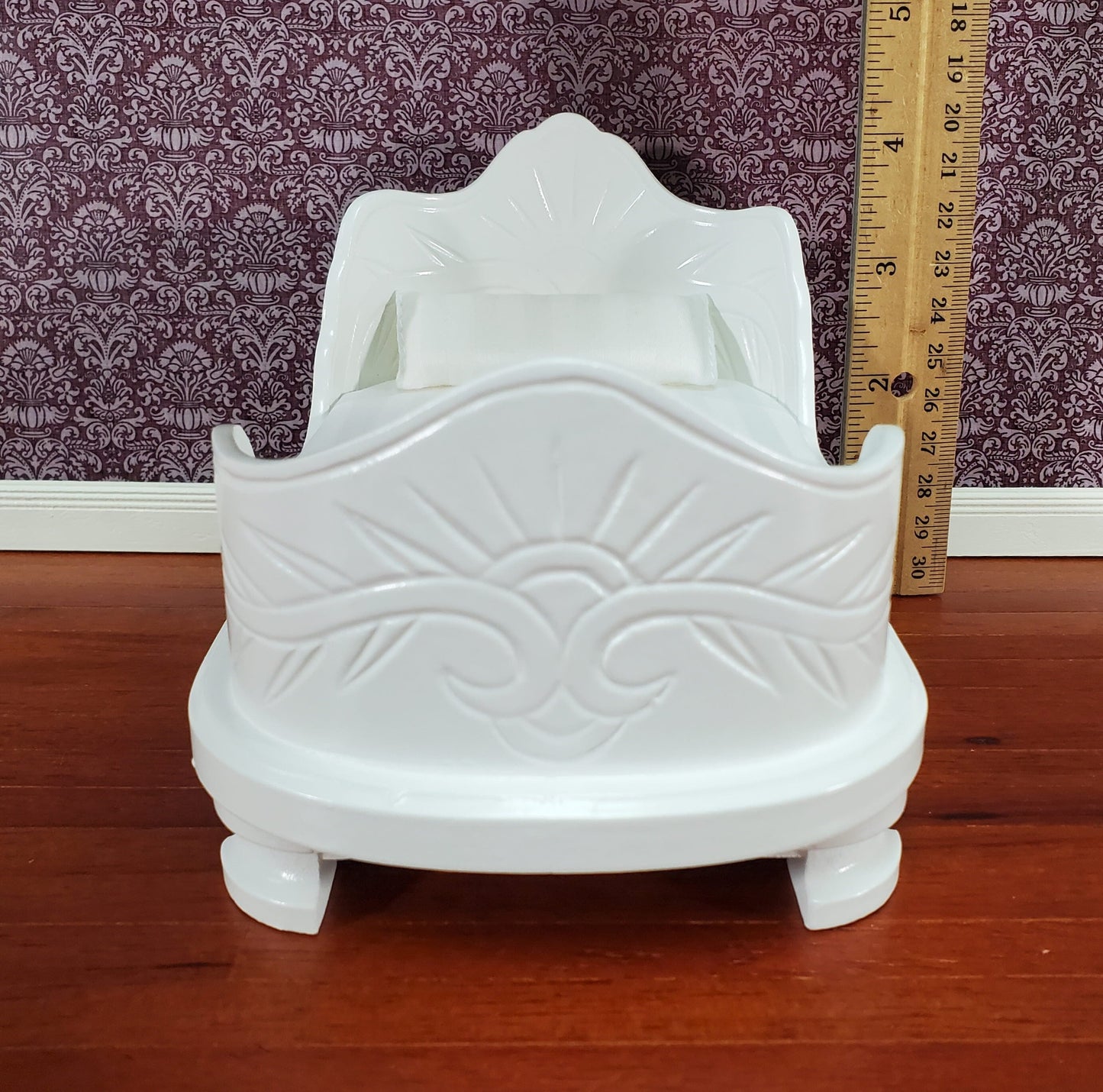Dollhouse "Belter" Curved Bed White Finish Large 1:12 Scale Miniature Furniture