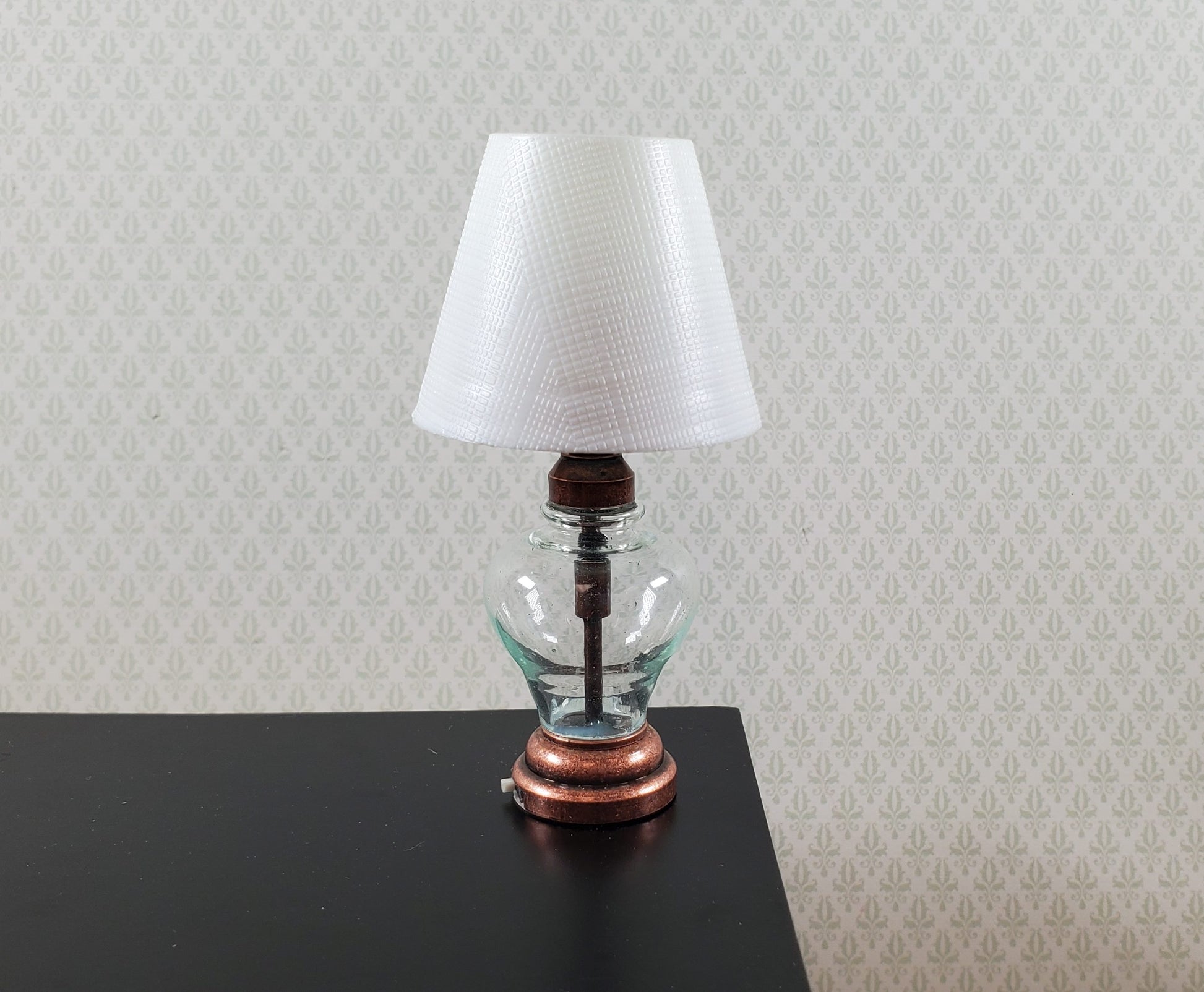 Dollhouse Modern Table Lamp Battery Operated Bronze 1:6 Scale Houseworks 2382