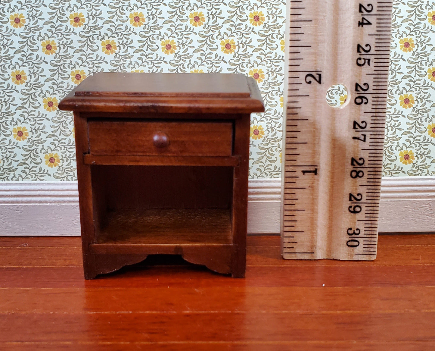 Dollhouse Miniature Nightstand Side Table with Drawer 1:12 Scale Furniture