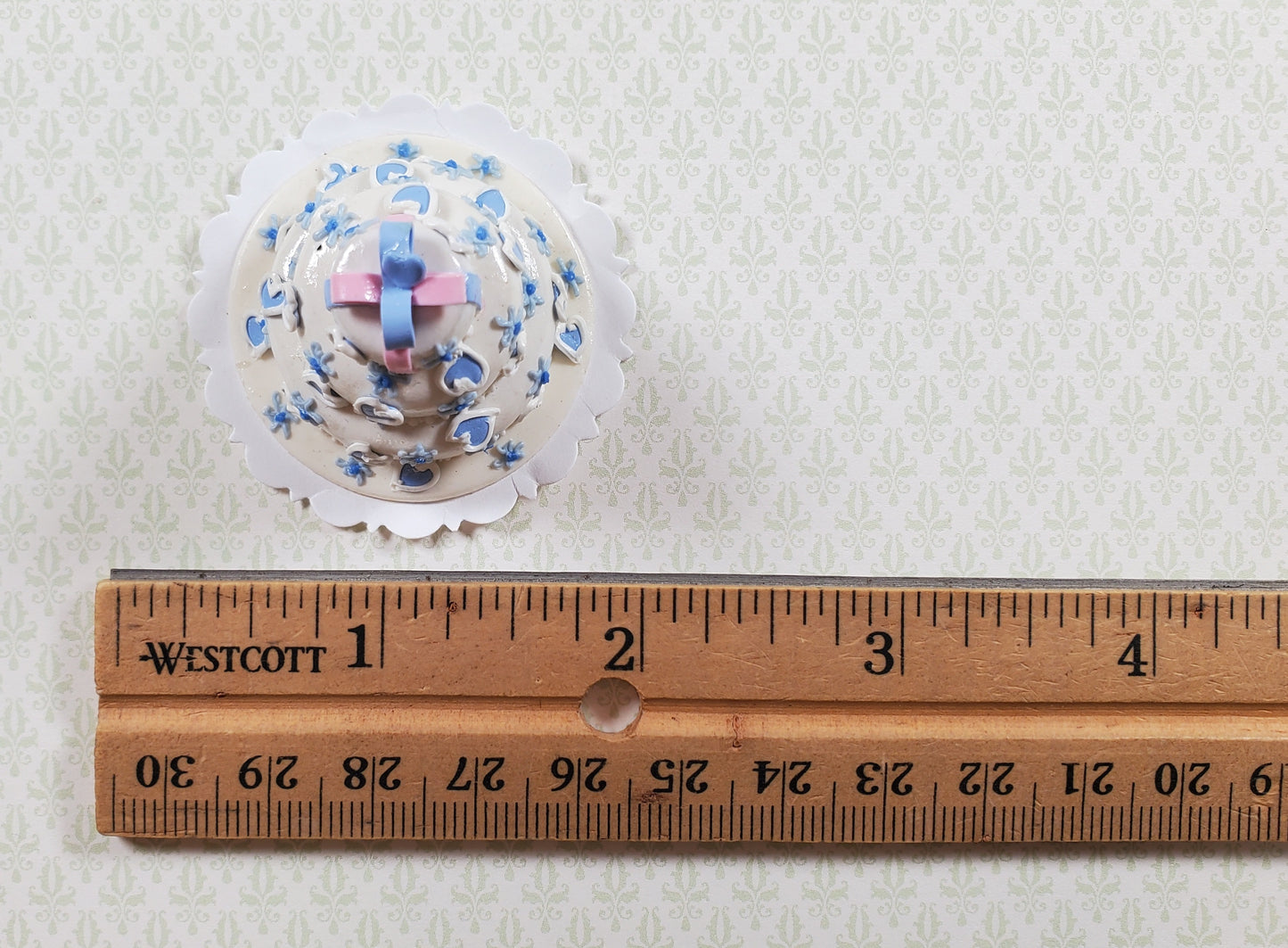 Dollhouse 3 Tier Blue Heart Wedding Cake 1:12 Scale Miniature Dessert Food