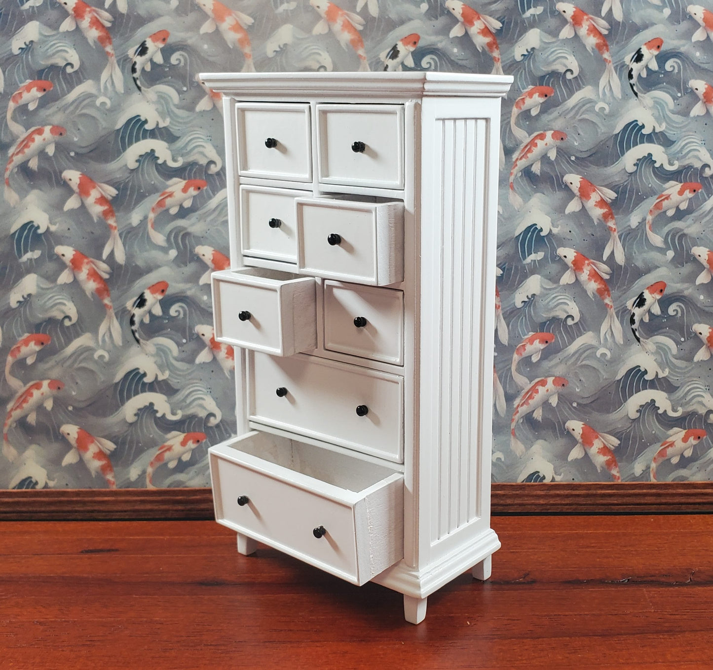 JBM Dollhouse Tall Dresser Country Style White Finish 1:12 Scale Furniture