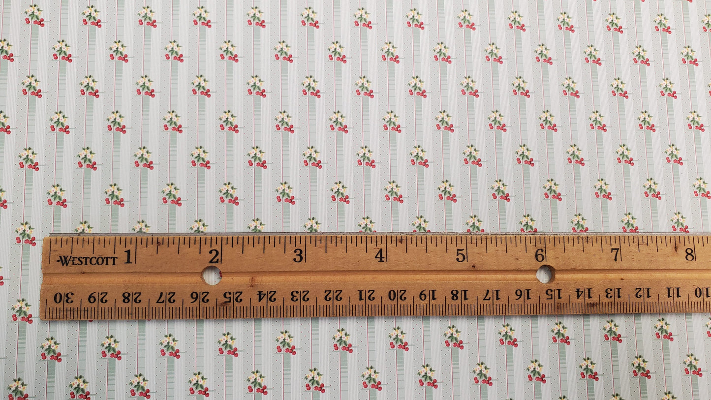 Dollhouse Wallpaper Cherries and Blossoms Bradbury & Bradbury 1:12 Scale