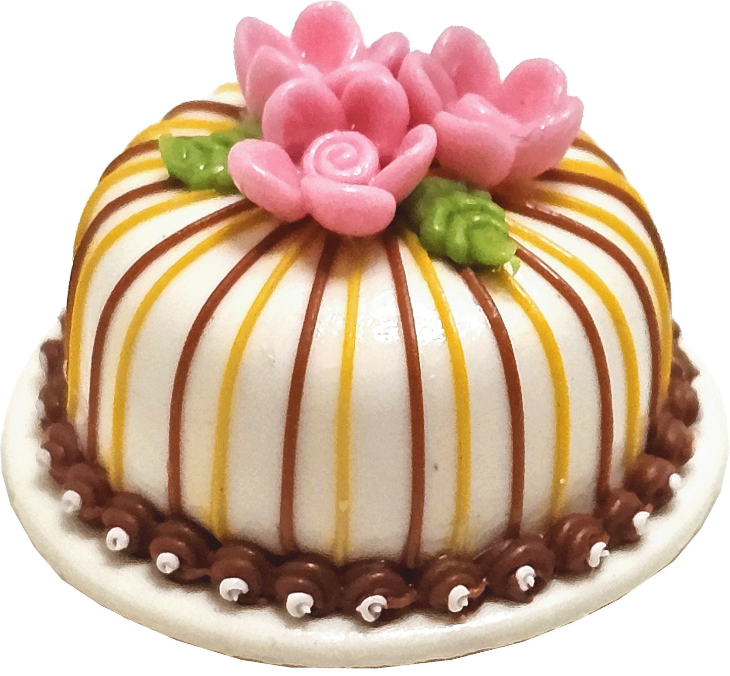 Dollhouse Gold Striped Cake 1:12 Scale Miniature Dessert Food