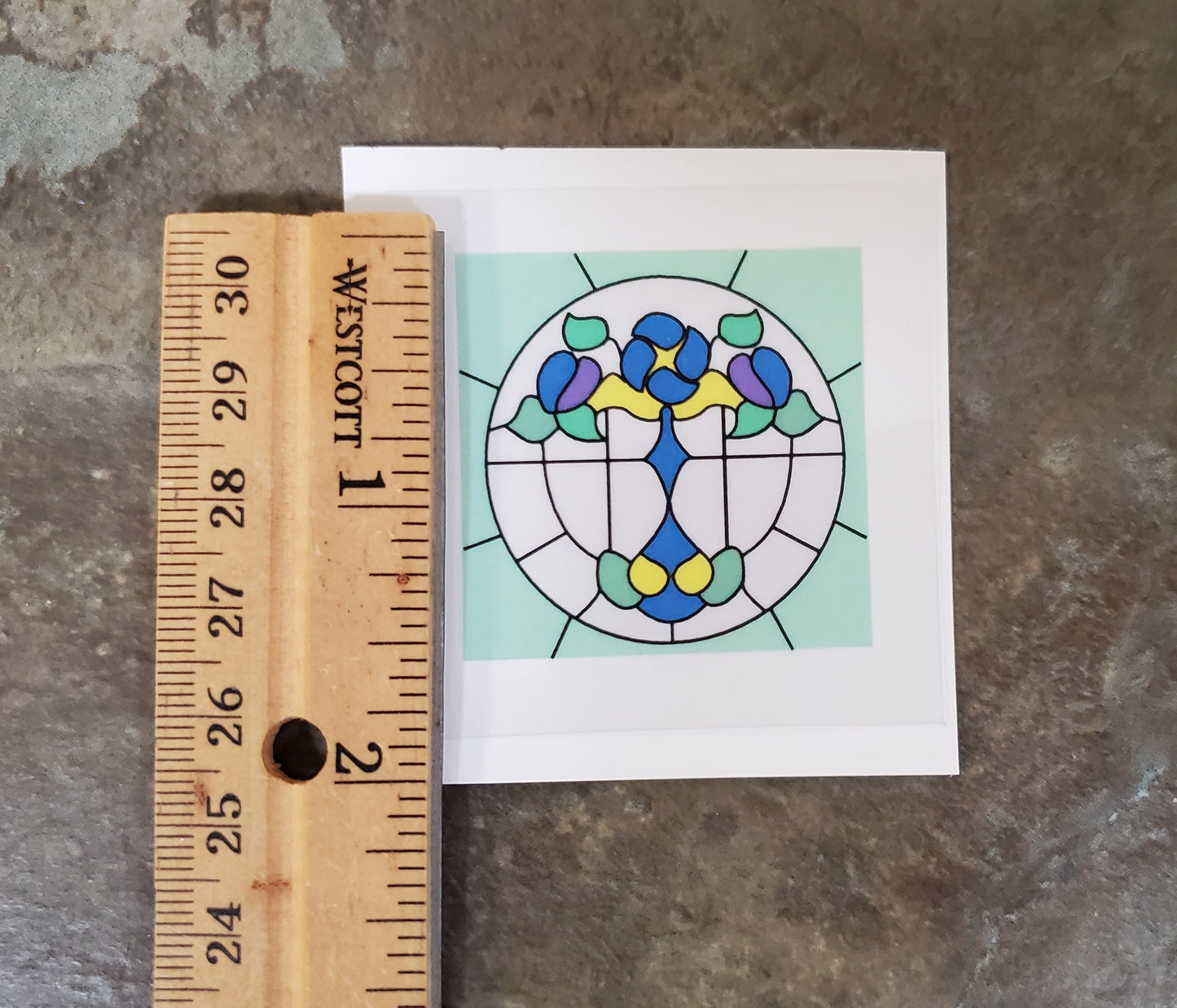 Dollhouse Simulated Stained Glass Window Insert Round 1:12 Scale Miniature SLIM20