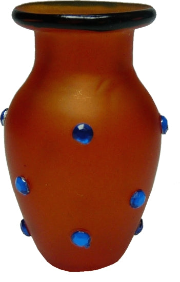 Dollhouse Golden Sapphire Glass Vase 1:12 Scale Miniature Decor Accessories