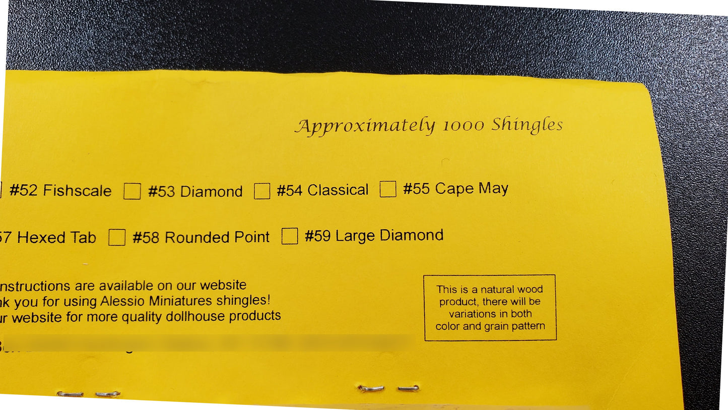 Dollhouse Miniature Shingles Cedar Wood Hexagon 1:12 Scale 1000 pieces Alessio