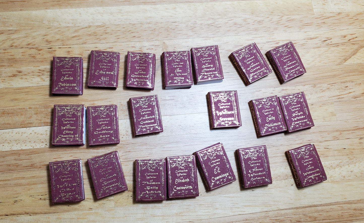 Dollhouse Miniature Book Set x20 Great Poets 1:12 Scale Books (blank inside)