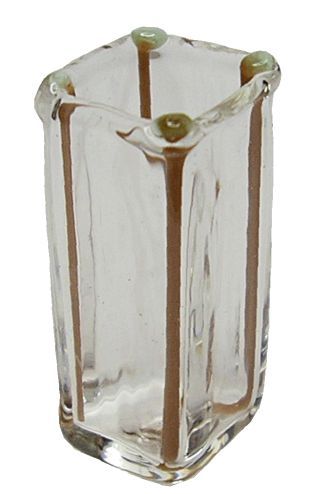 Dollhouse Brown Striped Square Modern Vase 1:12 Scale Miniature Decor Flowers