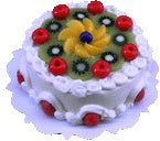 Dollhouse Holiday Fruit Topped Cake 1:12 Scale Miniature Dessert Food
