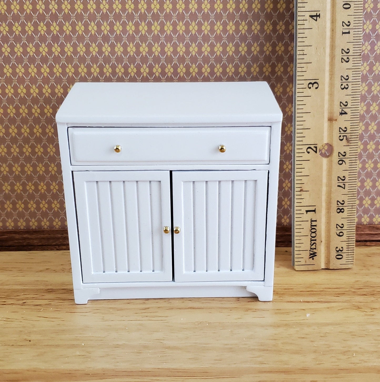 JBM Dollhouse Miniature Lower Kitchen Cabinet White 1:12 Scale Cupboard