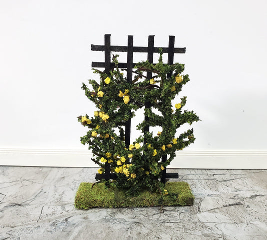 Dollhouse Climbing Roses on Trellis Yellow Flowering Shrub Small Miniatures