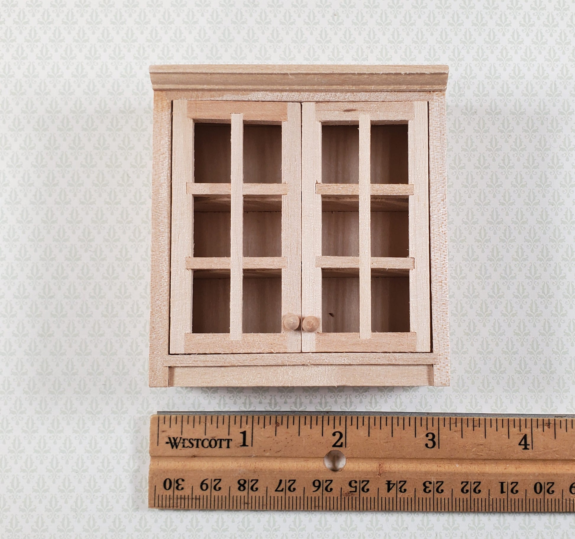 Dollhouse Upper Kitchen Cabinet Unpainted 1:12 Scale Hanging Miniature Cupboard