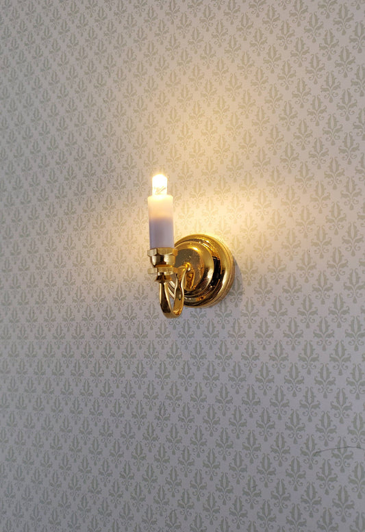 Dollhouse Battery Light Single Candle Wall Sconce 1:12 Scale Miniature