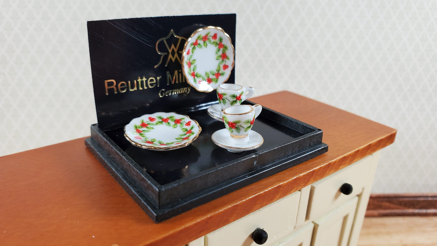 Dollhouse Coffee Setting for 2 Mistletoe Reutter Porcelain 1:12 Scale Miniatures