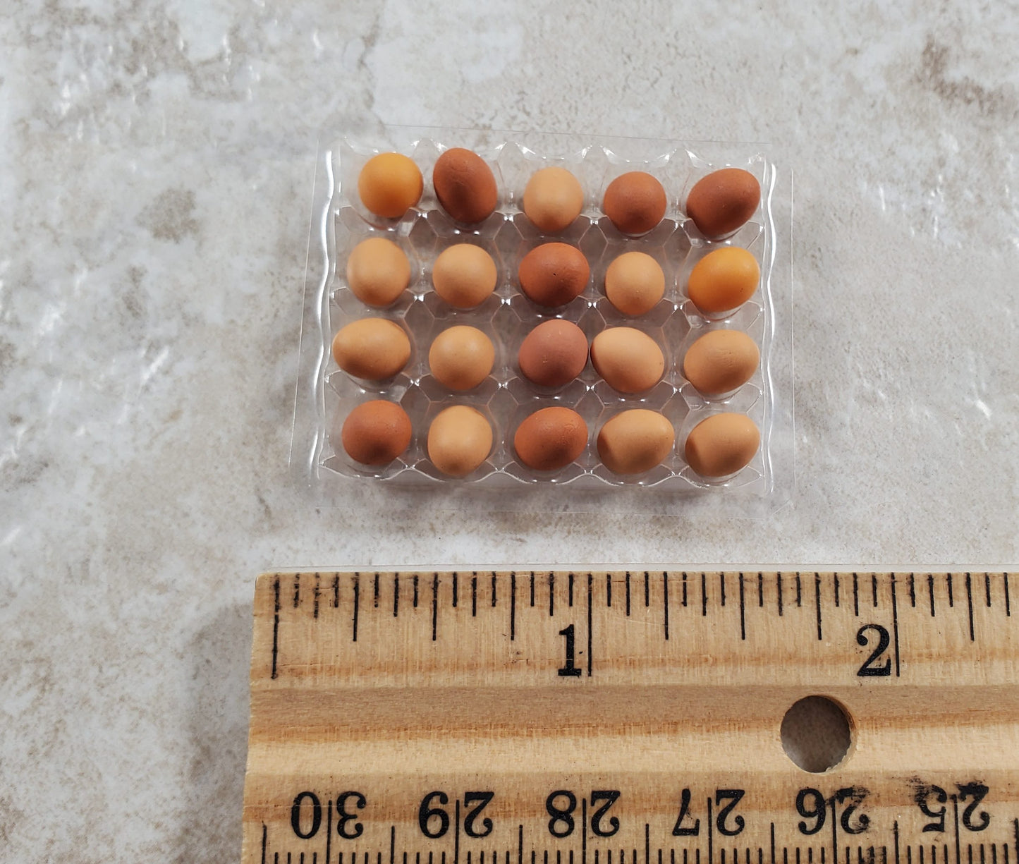 Dollhouse 20 Brown Eggs in a Clear Tray 1:12 Scale Miniature Food