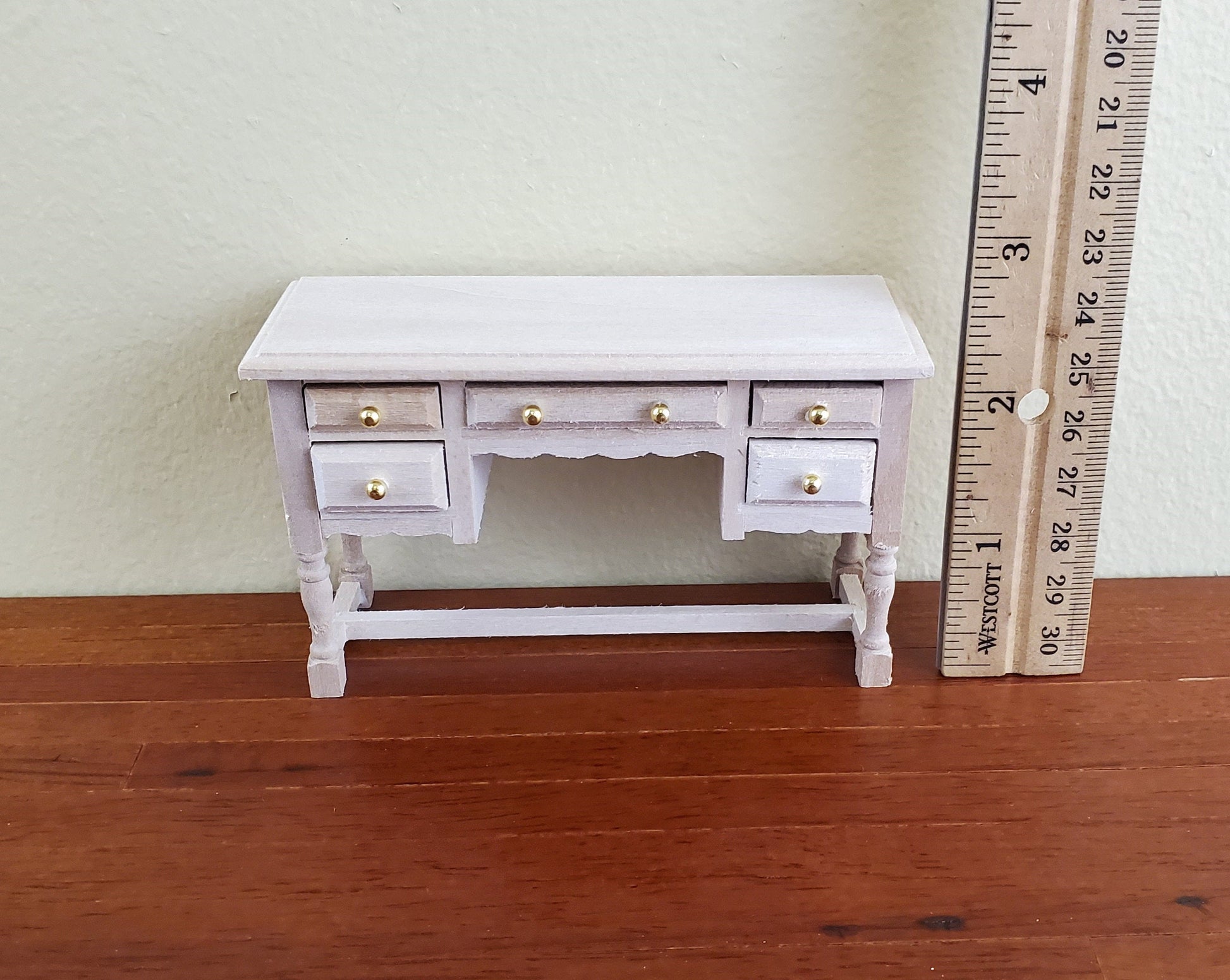 Dollhouse Miniature Vanity or Dressing Table with Drawers 1:12 Scale Furniture Barewood