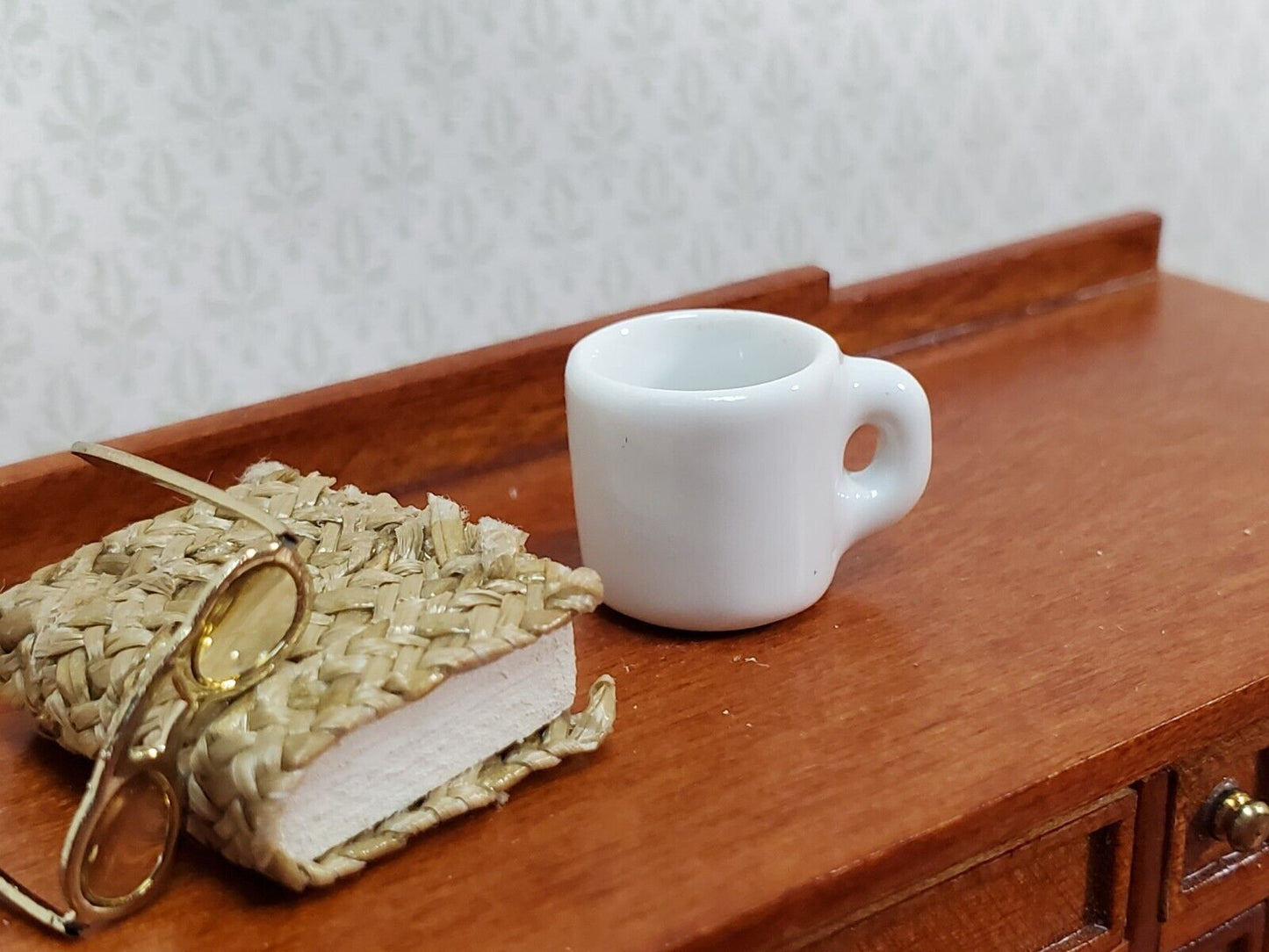 Dollhouse Coffee Mug All White LARGE Use in 1:6 or 1/12 Scale Miniature Kitchen