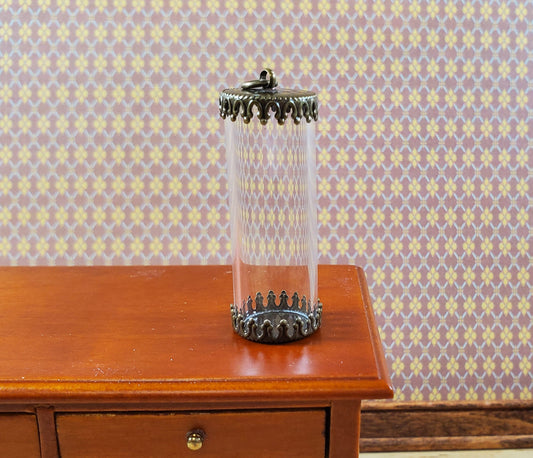 Tiny Tube Jar Glass Cover on Base Display Miniature Curiosities 1 9/16" tall 003