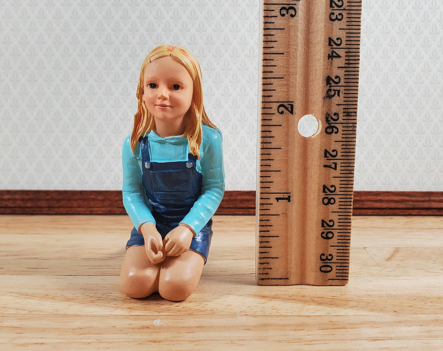 Modern Dollhouse Doll Young Girl Daughter Sitting on Knees 1:12 Scale "Jessie"
