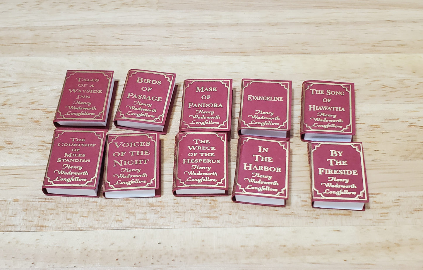 Dollhouse Book Set x10 Henry Wadsworth Longfellow 1:12 Scale (blank inside)