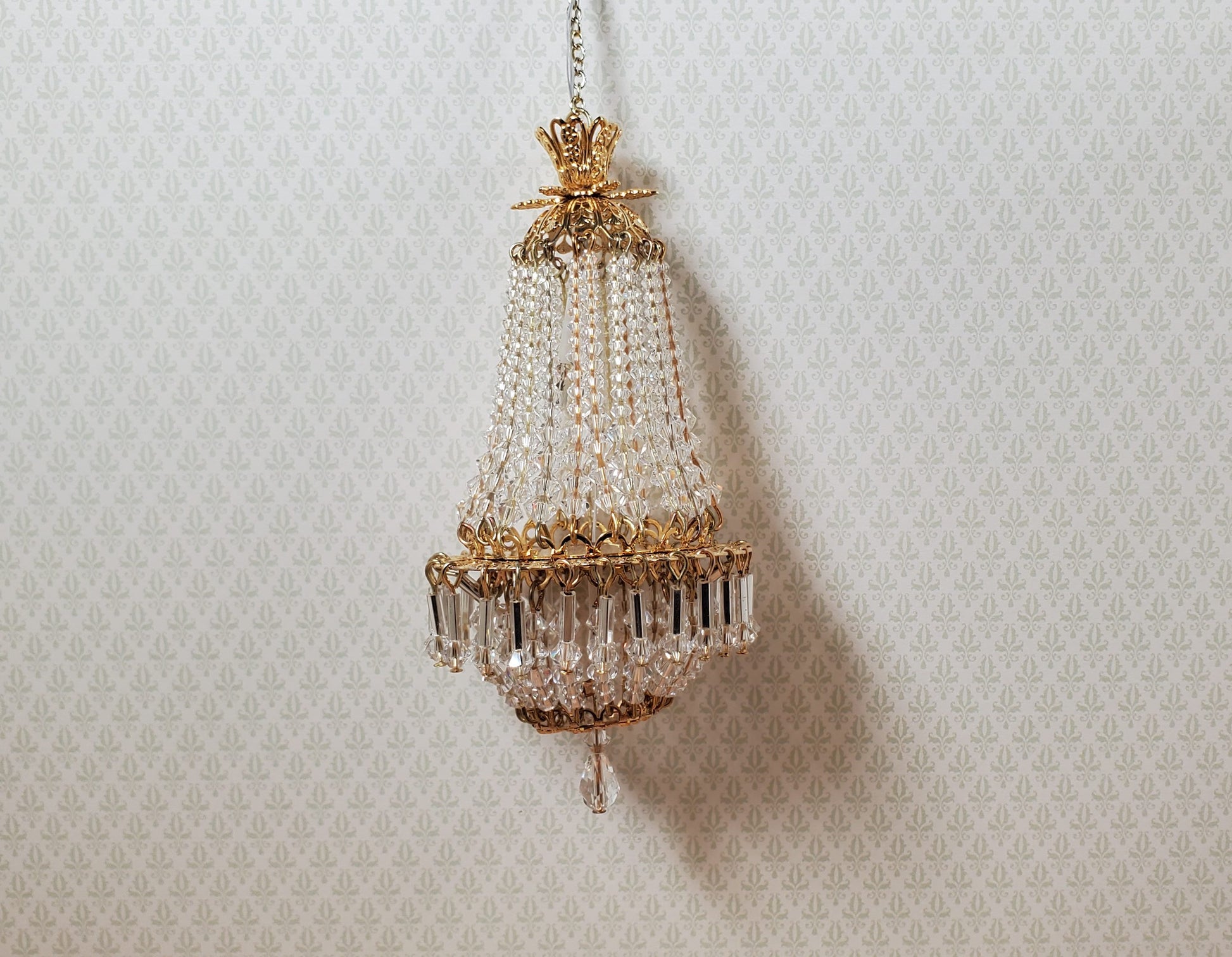 Dollhouse Crystal Chandelier "Chloe Deluxe II" Real Glass 12 Volt 1:12 Scale