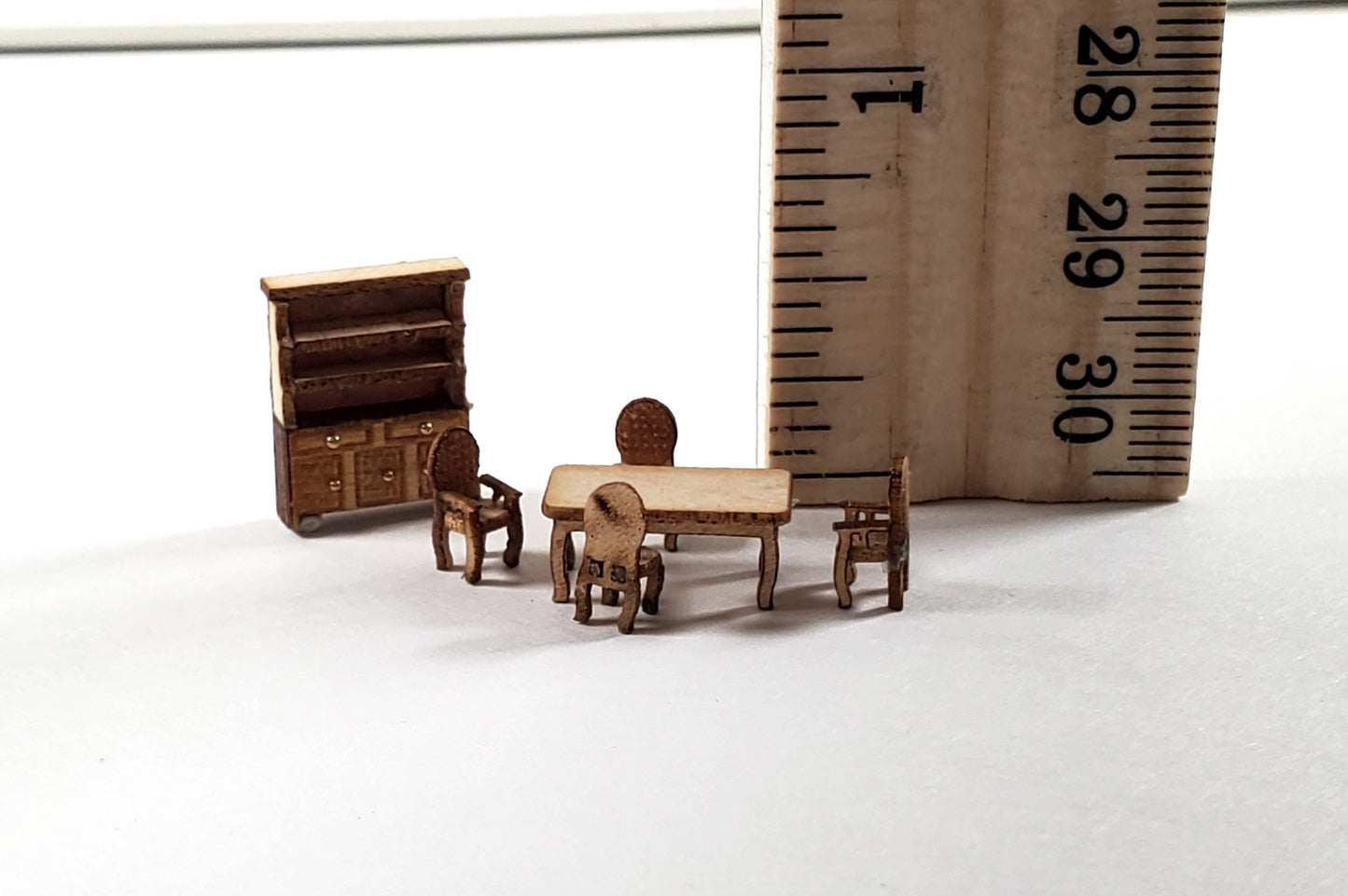Dollhouse 1:144 Scale Furniture KIT DIY Dining Room Miniature Set Table Chairs +