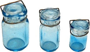 Dollhouse Turquoise Canning Jars Set S M L 1:12 Scale Miniature Kitchen Decor