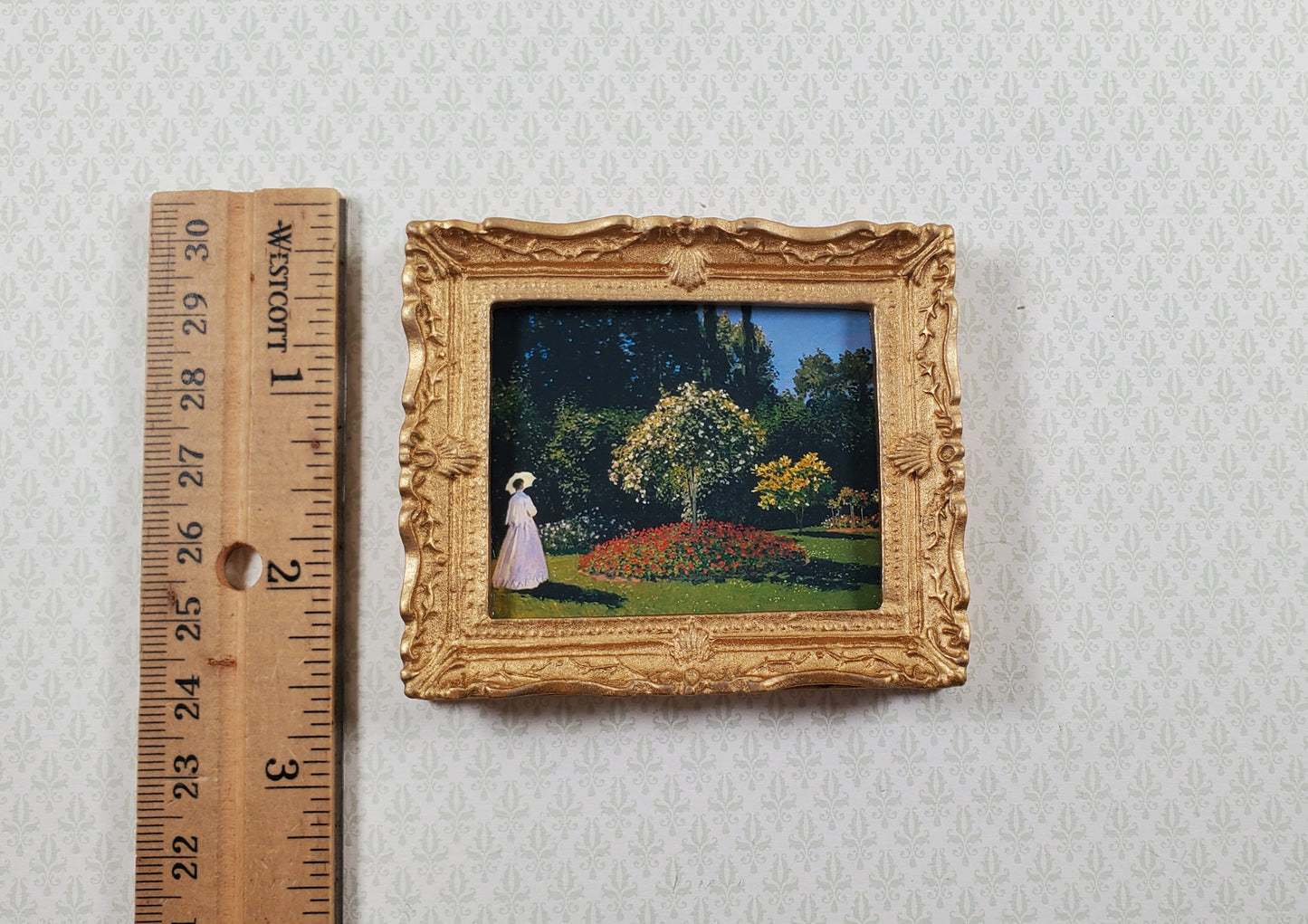 Dollhouse Claude Monet Woman in the Garden Framed Print 1:12 Handmade