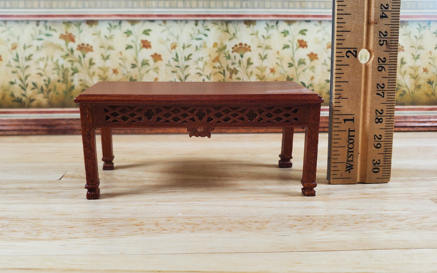 Dollhouse Coffee Table Vintage Hansson Miniatures Wood 1:12 Scale Walnut Finish
