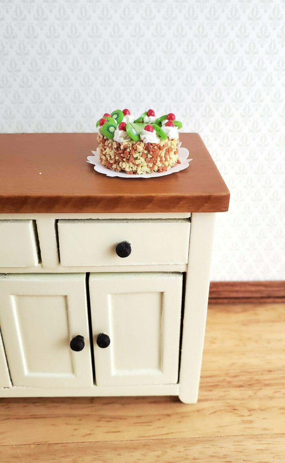 Dollhouse Miniature Cake Kiwi Lime Cherry Pie 1:12 Scale Dessert Food