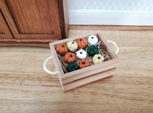 Dollhouse Wood Crate with Vegetables Small Gourds Pumpkins 1:12 Scale Miniature