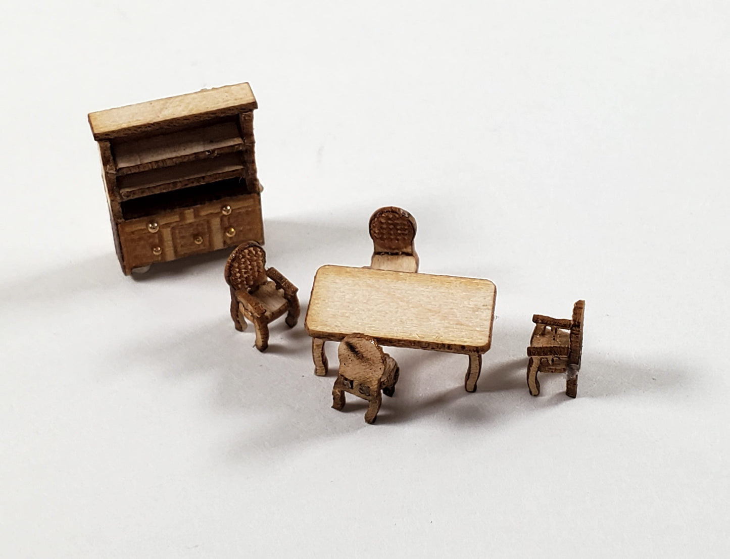 Dollhouse 1:144 Scale Furniture KIT DIY Dining Room Miniature Set Table Chairs +