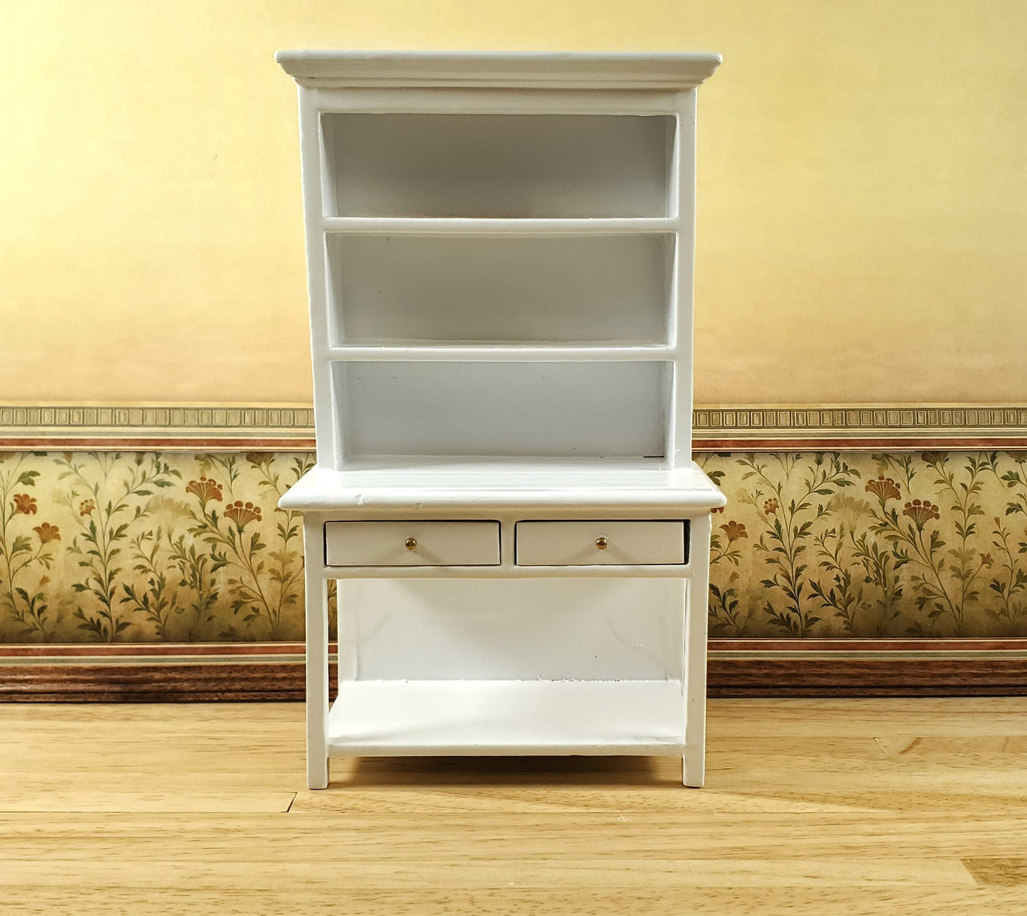 Dollhouse Kitchen Hutch Cabinet Shelf All White 1:12 Scale Miniature Furniture