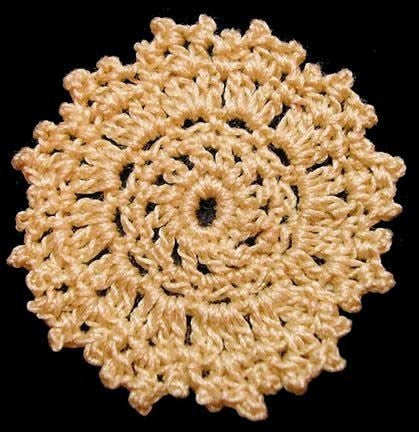 Dollhouse Hand Crocheted 1 Inch Fancy Doily Tan 1:12 Scale