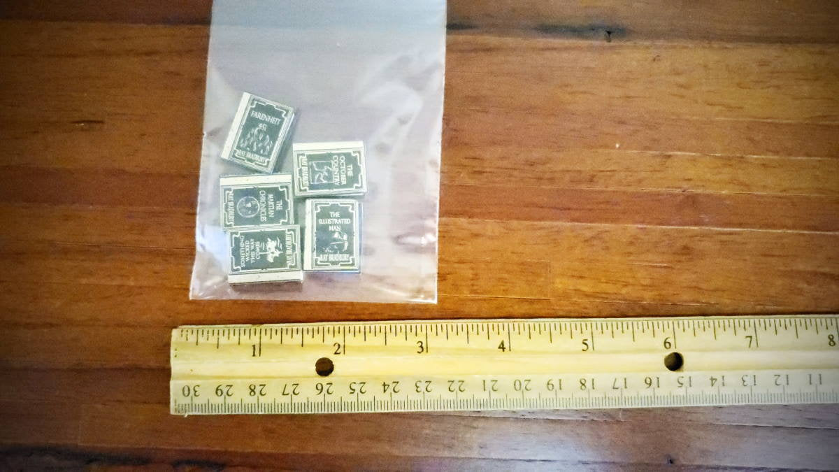 Dollhouse Miniature Book Set x5 Ray Bradbury 1:12 Scale (blank inside)