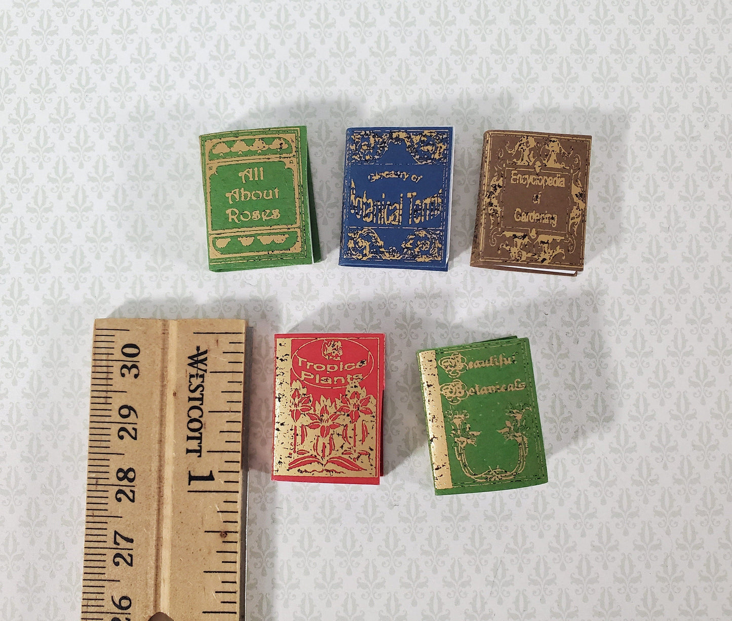 Dollhouse Books on Gardening Set of 5 1:12 Scale Miniatures (blank inside)