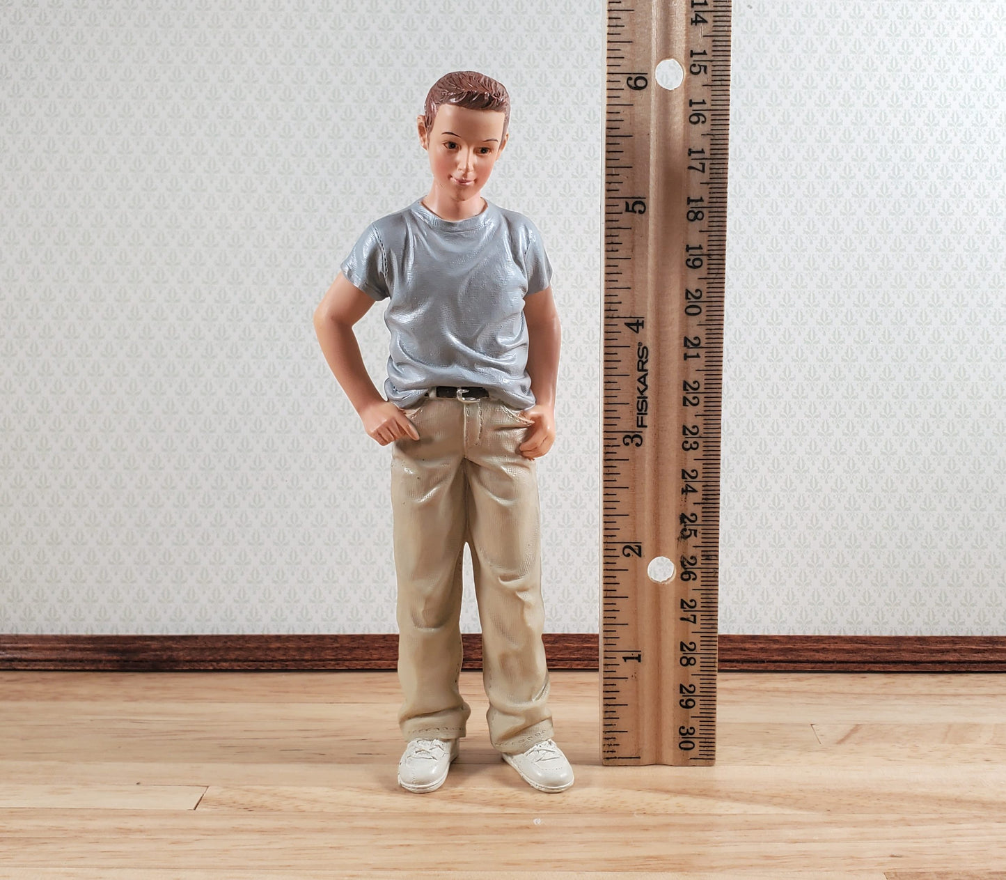 Dollhouse Modern Young Man Male Standing Casual T-Shirt 1:12 Scale "Brantley"