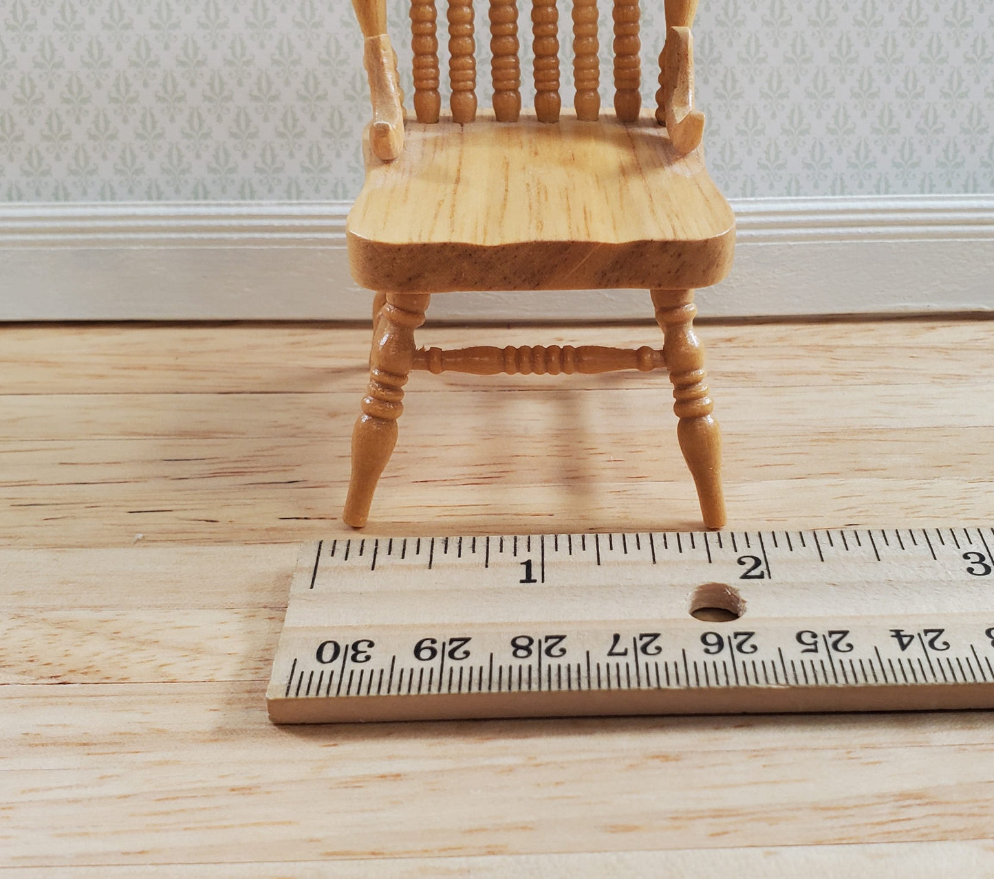 Dollhouse Spindle Back Kitchen Chair Light Oak Finish 1:12 Scale Miniature