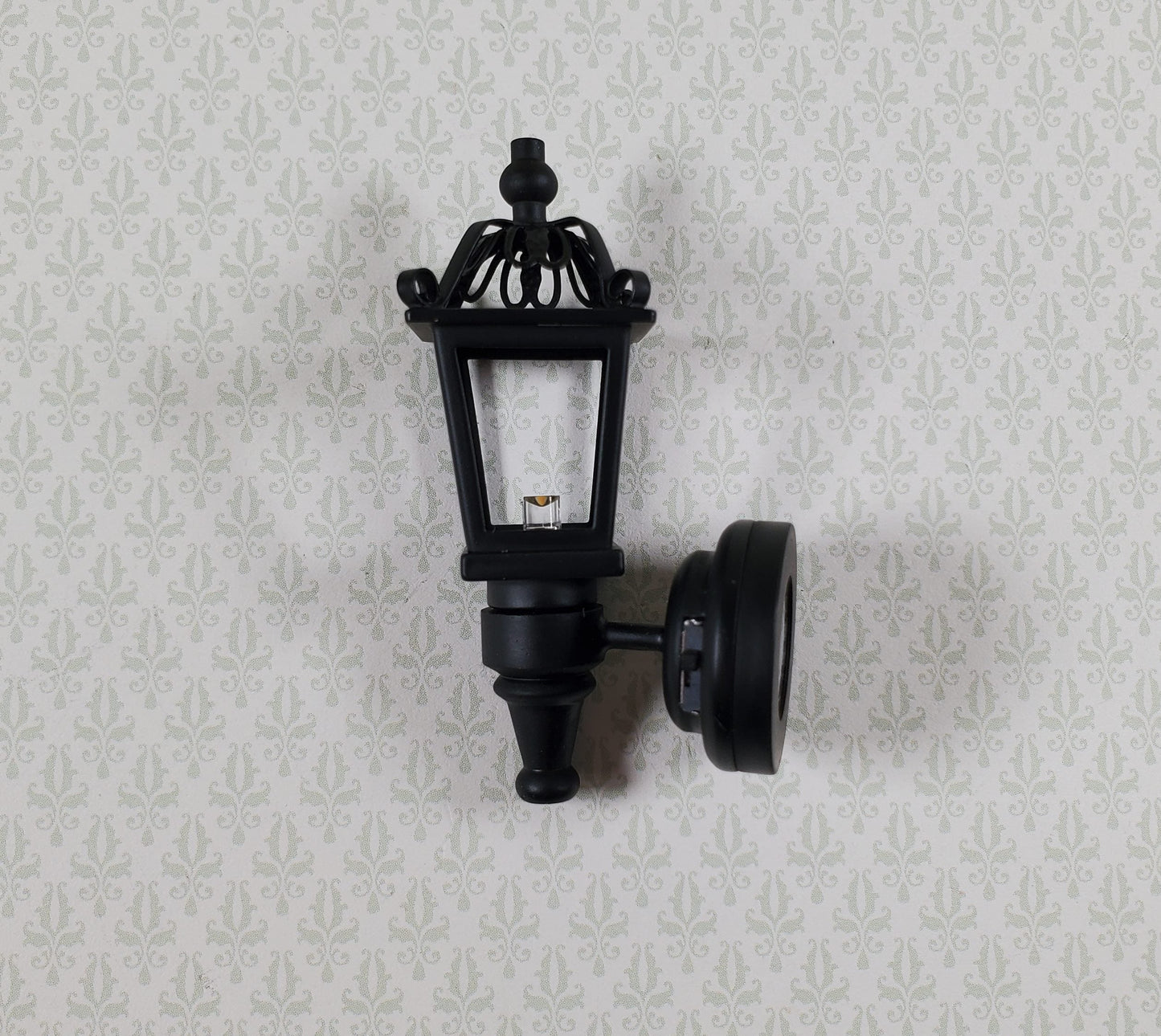 Dollhouse Battery Light Coach Lamp Black Metal Large 2" 1:12 Scale Miniature