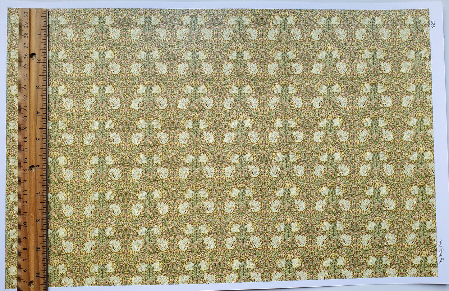 Dollhouse Wallpaper William Morris Art Nouveau Pimpernel Brown Floral 1:12 Scale Itsy Bitsy