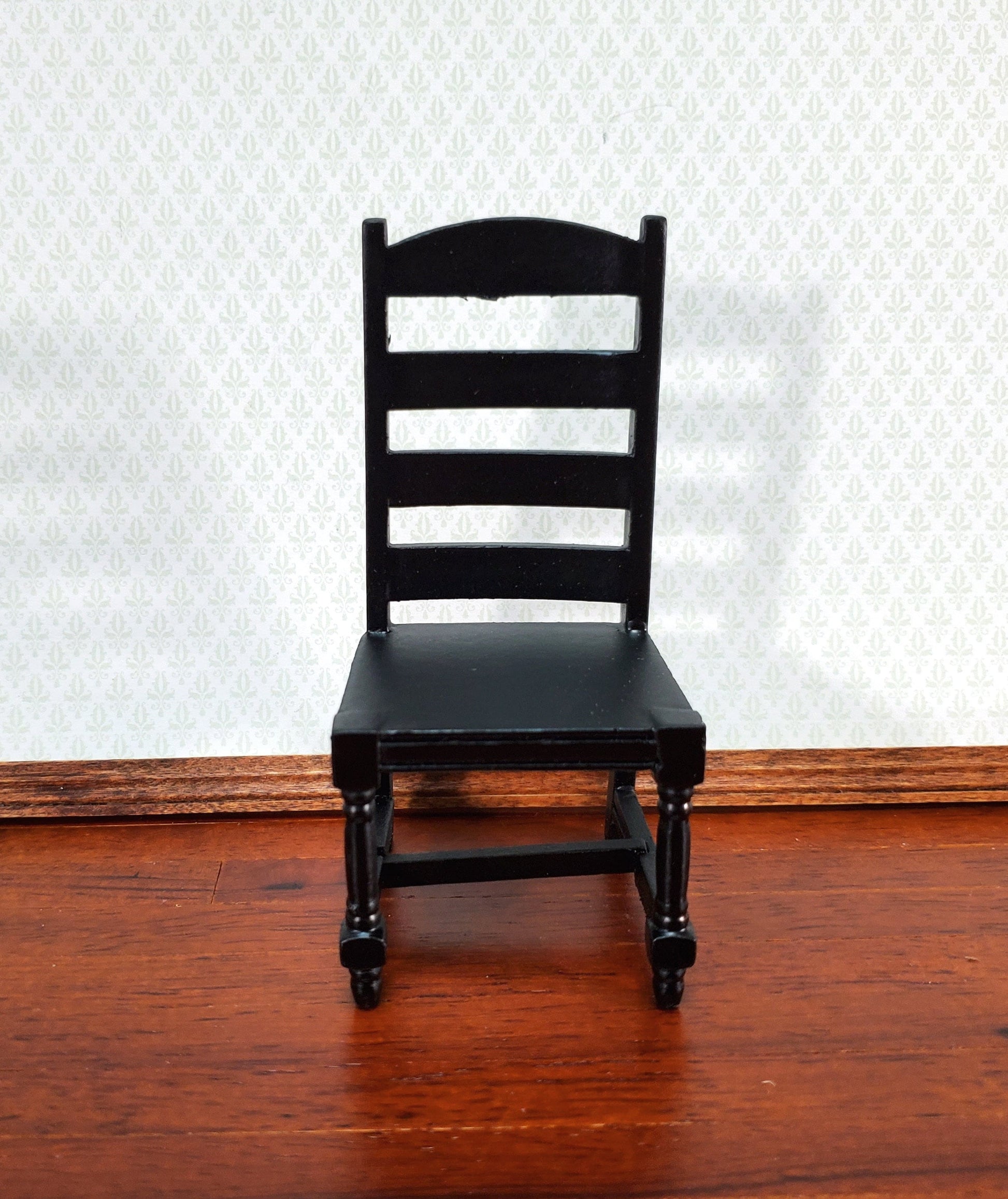 Dollhouse Chair Ladderback for Kitchen or Dining Room Black 1:12 Scale Miniature Furniture