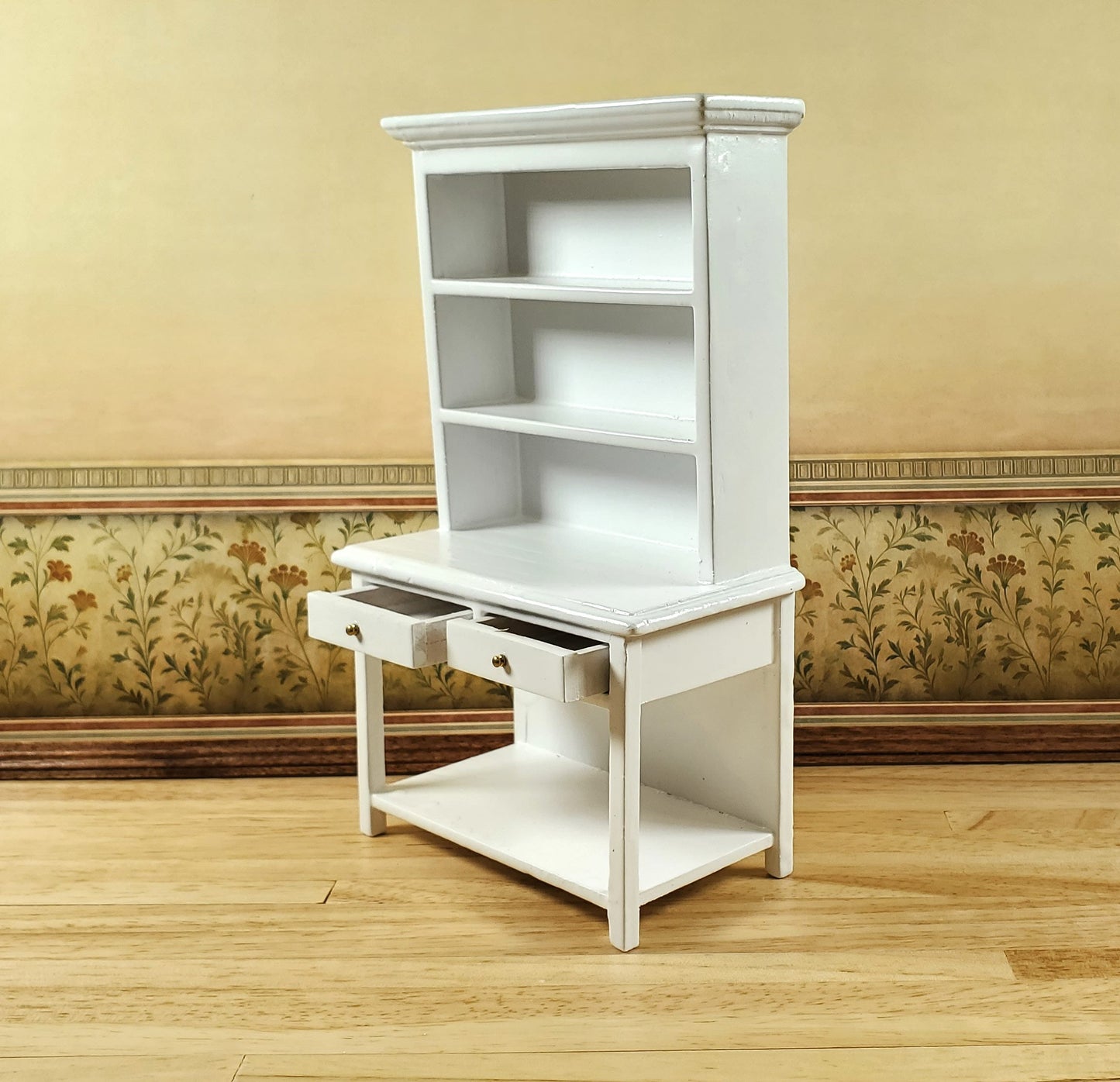 Dollhouse Kitchen Hutch Cabinet Shelf All White 1:12 Scale Miniature Furniture